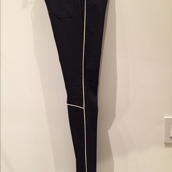Rag and Bone Black pants with cream Leather piping - Picture 4 of 7